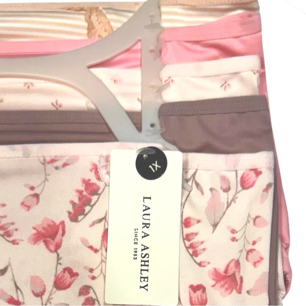 LAURA ASHLEY 5 Pack Floral Stripes Soft Comfy Stretch Briefs Panties NWT 1X - Picture 3 of 14